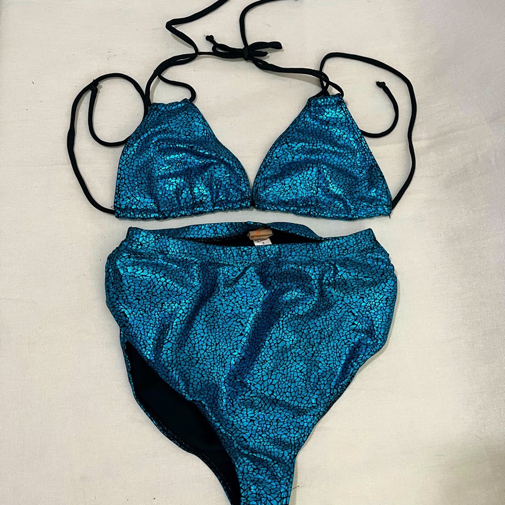 Blue Stone print 2 piece swimsuit